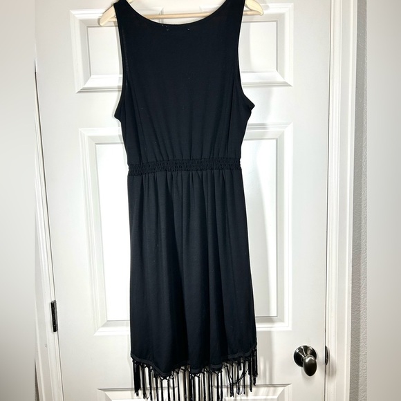 Women’s Black Y2K Fringe Beaded Whimsigoth Witchy Summer Vacation Dress Size L - Picture 2 of 7